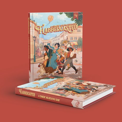 Two Flabbergasted! RPG books, one lying in front of the other