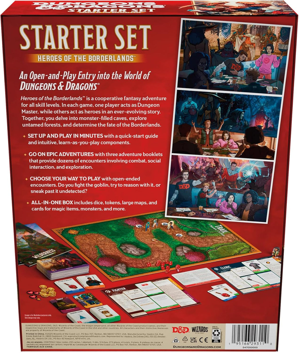 Dungeons & Dragons Starter Set: Heroes of the Borderlands RPG box set with colorful artwork and rulebooks by Wizards of the Coast