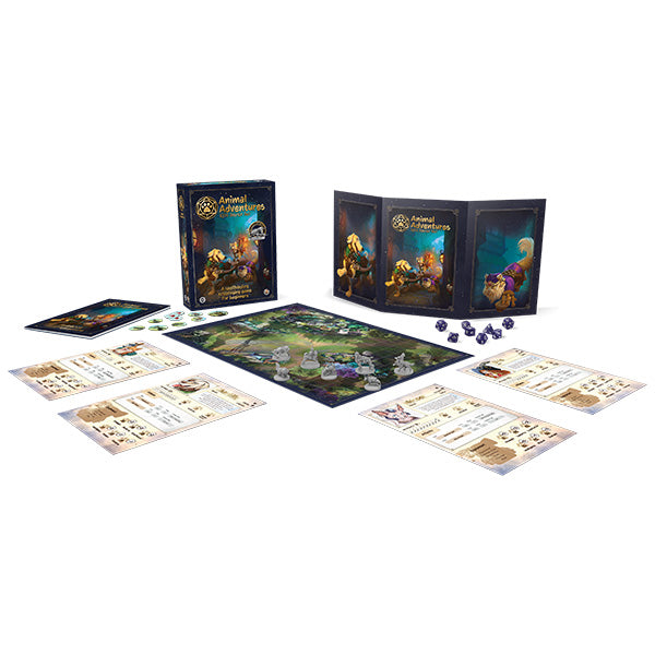Image of Animal Adventures: Starter Set game components. This game by Steamforged is available at indie online boardgames and card games retailer Kaioss Games