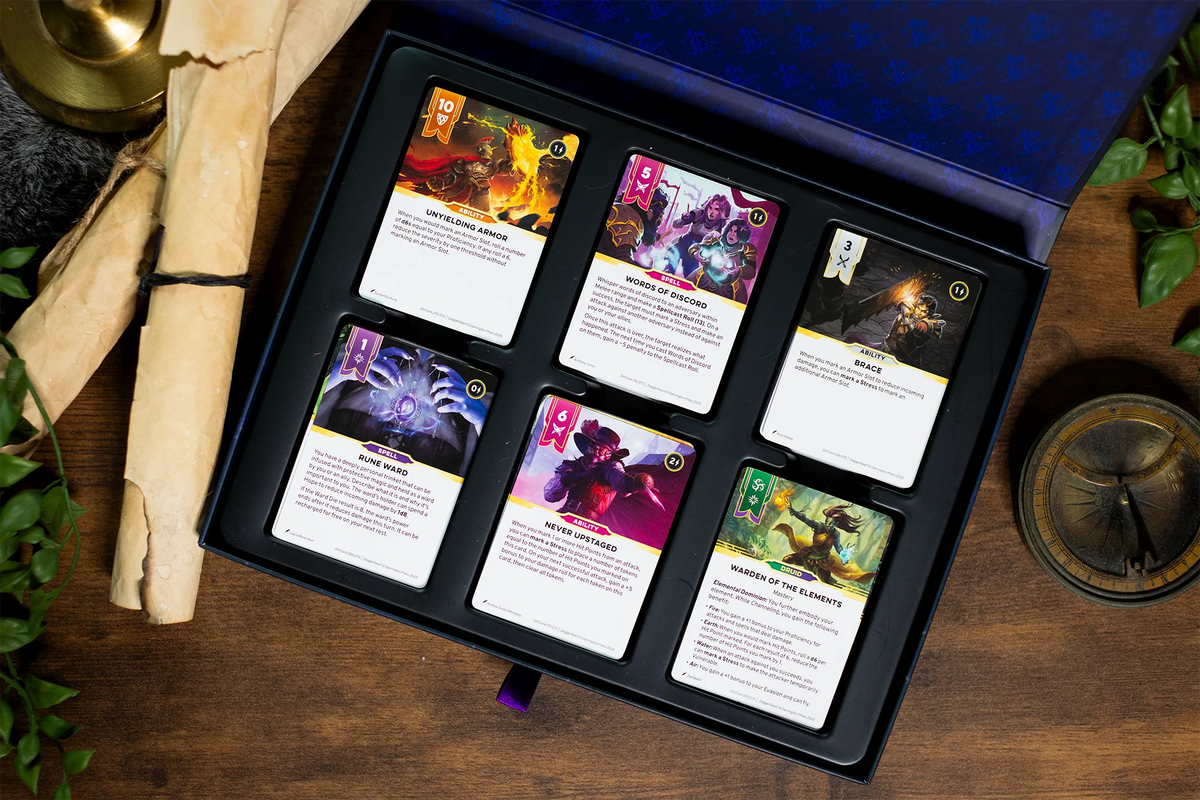 Daggerheart Core Set RPG box by Darrington Press featuring colorful fantasy artwork and game components.