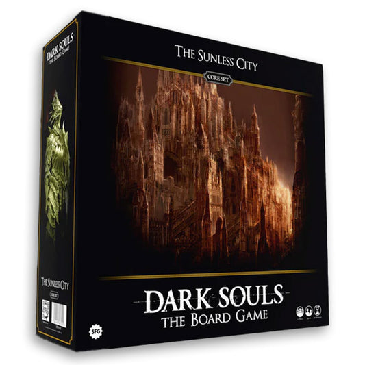Image of Dark Souls: The Board Game - The Sunless City Core Set box front. Game available at indie online boardgames and card games retailer Kaioss Games