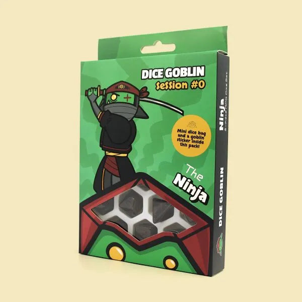 Image of Dice Goblin: The Ninja (RPG Set) box. Available at indie online board games and card games retailer Kaioss Games