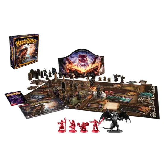 Close-up of HeroQuest: First Light board game box by Avalon Hill showing fantasy artwork and game title.