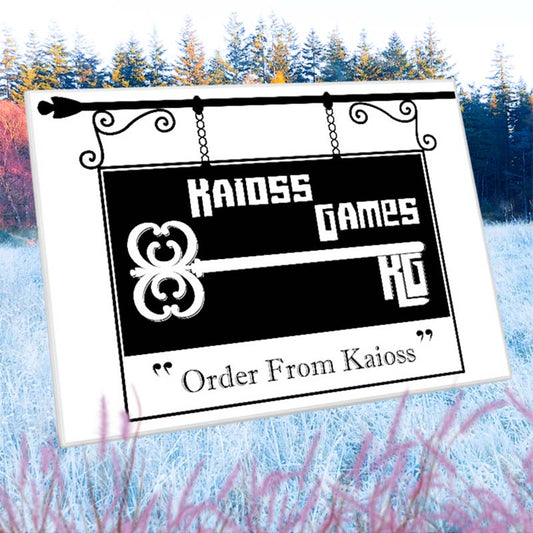 Image of the Kaioss Games virtual gift card in front of a snowy forest