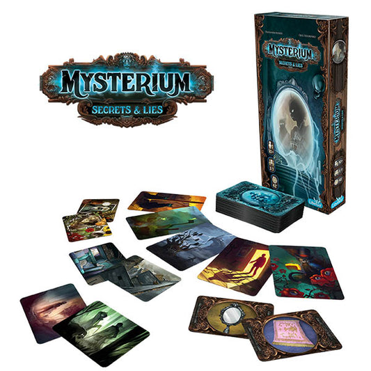 Image of Mysterium: Secrets & Lies Expansion game components. This game Libellud is available at indie online boardgames and card games retailer Kaioss Games