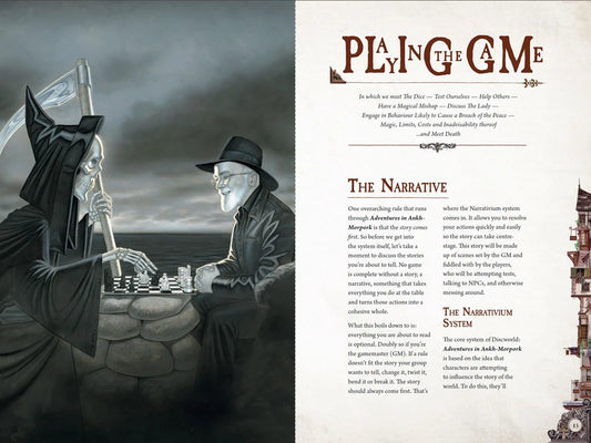 Discworld: Adventures In Ankh-Morpork RPG core rulebook by Modiphius, featuring cover art from the Discworld universe.