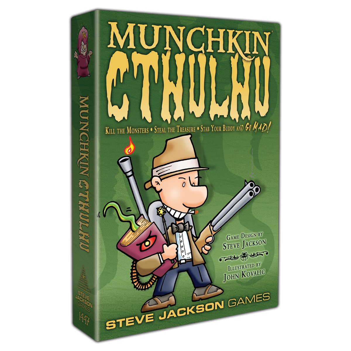 Munchkin Cthulhu card game by Steve Jackson Games featuring colorful fantasy-themed cards and Cthulhu-inspired artwork.