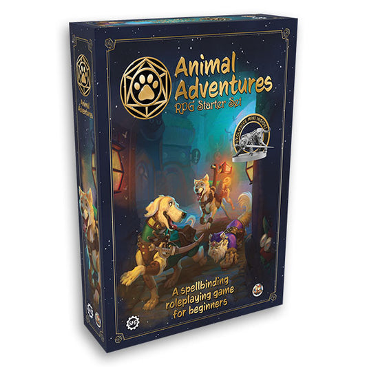 Image of Animal Adventures: Starter Set box front. This game by Steamforged is available at indie online boardgames and card games retailer Kaioss Games