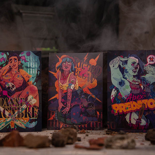 Image of Eat the Reich: Pinup Postcard Pack part 1. This accessory for an RPG by Rowan, Rook & Decard is available at indie online boardgames and card games retailer Kaioss Games