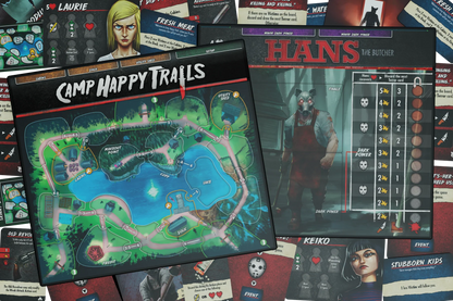 Final Girl S1 Happy Trails Horror board game by Van Ryder Games, featuring spooky forest scene and game components.