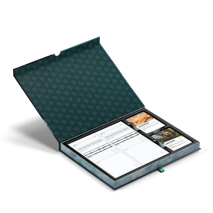 Open card tray for Daggerheart: Hope & Fear RPG game by Darrington Press, showing organized game cards inside.