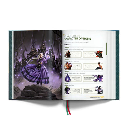Daggerheart: Hope & Fear RPG game spread showing character classes and artwork in a colorful, detailed illustration.