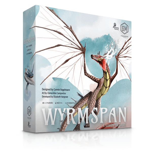 Image of Wyrmspan game box front. This game by Stonemaier Games available at indie online boardgames and card games retailer Kaioss Games