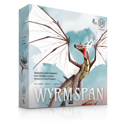 Image of Wyrmspan game box front. This game by Stonemaier Games available at indie online boardgames and card games retailer Kaioss Games