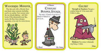 Cthulhu-themed card game from Steve Jackson Games featuring illustrated fantasy cards for strategic fun.